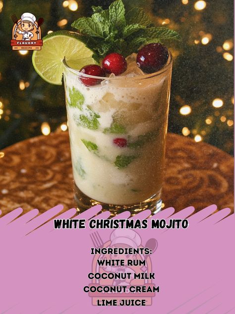 🎄✨ Transport yourself to a winter wonderland with this refreshing White Christmas Mojito recipe! ❄️🍹 White Christmas Mojito Ingredients: - 2 oz white rum - 1 oz coconut milk - 1 oz coconut cream - 1 oz lime juice - 1 oz simple syrup - Fresh mint leaves - Crushed ice - Club soda - Cranberries and mint sprigs for garnish Instructions: 1. In a glass, muddle mint leaves with lime juice and simple syrup. 2. Add rum, coconut milk, and coconut cream. Stir well. 3. Fill the glass with crushed ice ... Coconut Christmas Mojito, Christmas Mojito Recipe, White Christmas Mojito, Christmas Mojito, Christmas Coconut, Ice Club, Mojito Ingredients, Mojito Recipe, Mint Sprig