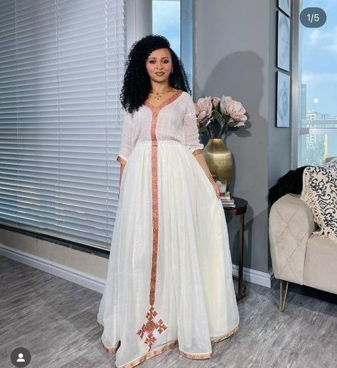 Eritrean Chiffon, Millennial Outfits, Habesha Clothes, Eritrean Clothing, Ethiopian Dresses, Ethiopian Wedding Dress, Eritrean Dress, Sketches Design, Ethiopian Wedding