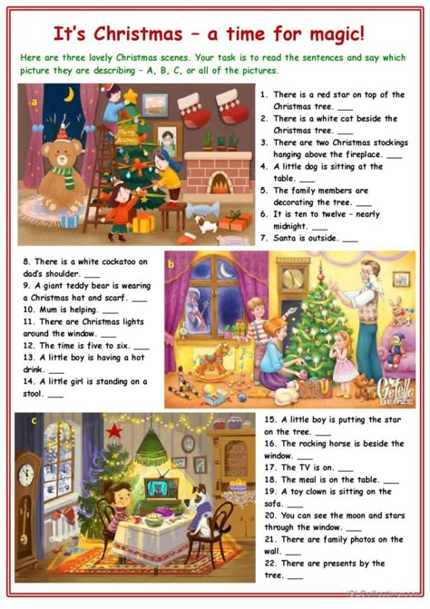 Esl For Kids, Christmas Reading Comprehension, Esl Reading Comprehension, Christmas Articles, Christmas Quiz, Christmas Lesson, English Projects, Christmas Teaching, English Christmas