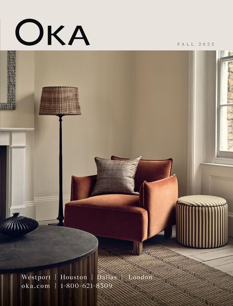 OKA Magazine: Autumn/Winter 2023 (US Edition) Coloured Interiors, Classic Armchair, Faux Flower Arrangements, Exclusive Home, Velvet Armchair, Best Dining, Commercial Interior Design, Sit Back And Relax, Perfect Rug