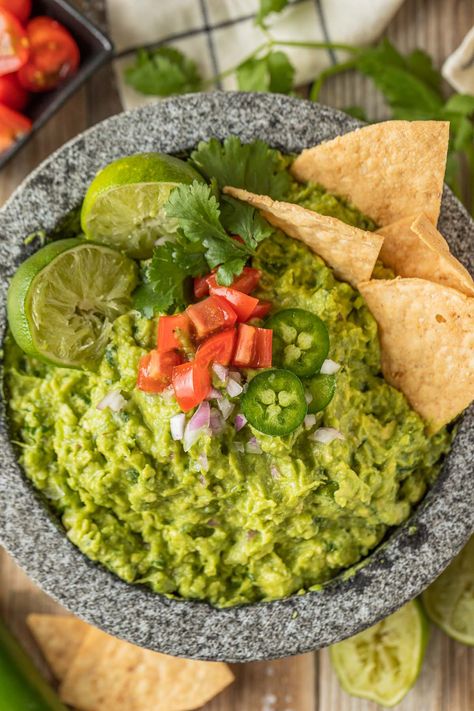 Guacamole (Authentic) - Cooked by Julie Guacamole And Chips, Guac And Chips Aesthetic, Guacamole Photography Food Styling, Chips And Guac, Guac Recipe Simple, Guacamole In Molcajete, Authentic Guacamole Recipe, Tableside Guacamole Recipe, American Snacks