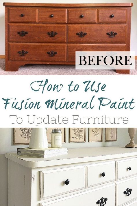 Learn how to use Fusion Mineral Paint to makeover your outdated furniture. Fusion Kitchen Cabinets, Fusion Mineral Paint Furniture, Fusion Paint Projects, Fusion Paint Furniture, Lavender Laundry, Revamp Furniture, Fusion Paint, Bedroom Updates, Diy Furniture Renovation