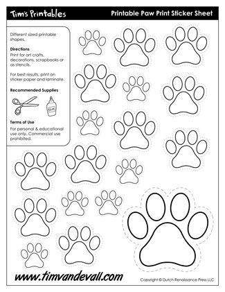 Printable Paw Print Templates Paw Print Template, Paw Template, Paw Print Crafts, Printable Shapes, Paw Print Stickers, Shape Templates, Paw Patrol Party, Paw Patrol Birthday, Cat Crafts