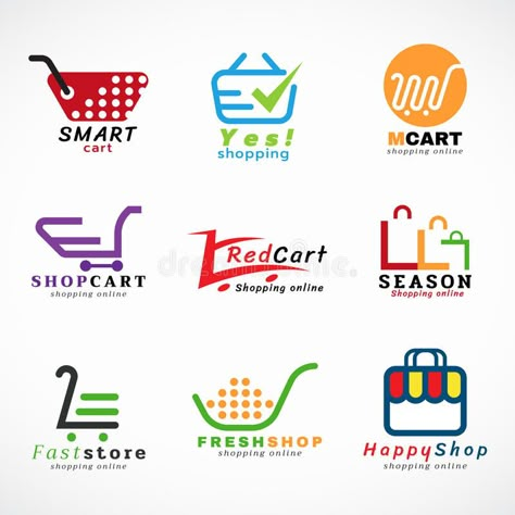 Shopping cart logo and shopping bags logo vector set graphic design , #sponsored, #logo, #shopping, #Shopping, #cart, #bags #ad Supermarket Logo Design Ideas, Shopping Cart Logo Design, Market Logo Design, Shopping Cart Logo, Supermarket Logo, Cart Logo, Shopping Online Logo, Inspiration Logo Design, Ecommerce Logo