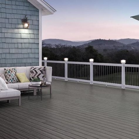 Gray Deck, Brand Deck, Aluminum Balusters, Deck Balusters, Deck Stain, Georgia House, Composite Decking Boards, Deck Colors, Railings Outdoor