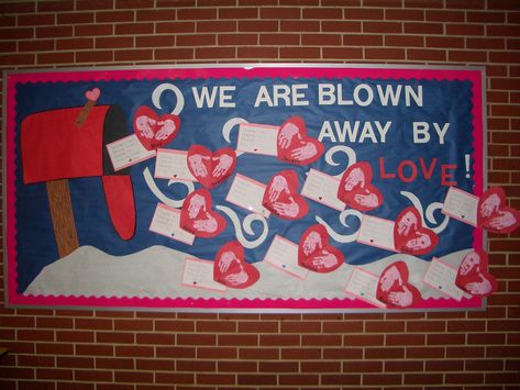 A View from a Different Angle: Our February Bulletin Board February Bulletin Board Ideas, February Bulletin Boards, Door Bulletin Boards, Valentine Bulletin Boards, Work Bulletin Boards, Valentines Day Bulletin Board, February Classroom, February Ideas, Classroom Bulletin Board