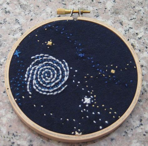 mini galaxy hand embroidery by crazybutcute, via Flickr Crewel Embroidery Kits, Learn Embroidery, Silk Ribbon Embroidery, Crewel Embroidery, Hand Embroidery Stitches, Design Guide, Embroidery Inspiration, Embroidery Tutorials, Ribbon Embroidery