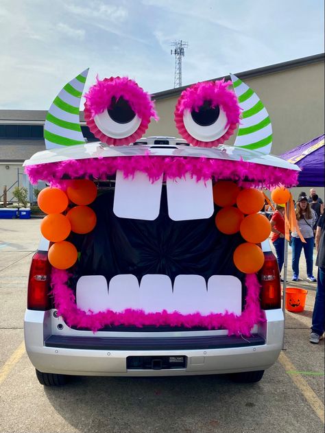 Monster Car Trunk Or Treat, Trunk Or Treat Hatchback Ideas, Trunk Or Treat Trailer Ideas, Monster Mouth Trunk Or Treat, Eyeball Trunk Or Treat, Trunk Or Treat Ideas For Suv Barbie, Trunk Or Treat Ideas For Cars Monster, Trunk Or Treat Ideas For Cars Pumpkin, Garbage Truck Trunk Or Treat