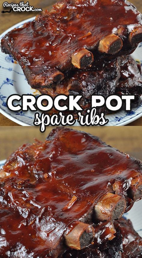 Beef Spare Ribs Crock Pot, Crock Pot Spare Ribs, Pork Spare Ribs Crock Pot, Short Ribs Crock Pot, Ribs Crock Pot, Pork Spare Ribs Recipe, Barbeque Pork, Chuck Roast Recipes, Pork Crockpot Recipes