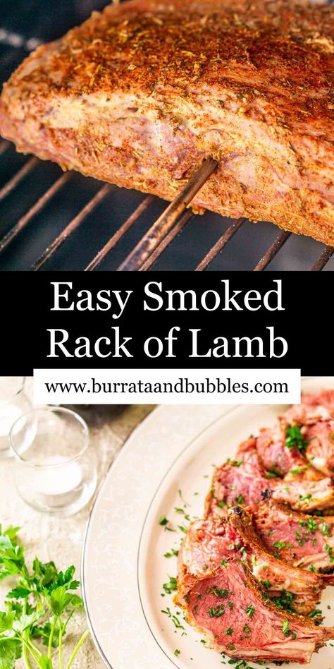 Treat everyone to a fancy restaurant-quality meal at home with this smoked rack of lamb! This lamb rack is covered in a simple but flavorful herbed dry rub and creamy Dijon mustard and then smoked until the meat is wonderfully tender and juicy on the inside to make your favorite lamb dish yet. You'll never want to cook a rack of lamb any other way. Smoked Rack Of Lamb, Bbq Dinner Recipes, Easy Barbecue Recipes, Spring Bbq, Winter Bbq, Lamb Rack, Smoked Lamb, Barbecue Recipe, Bbq Lamb