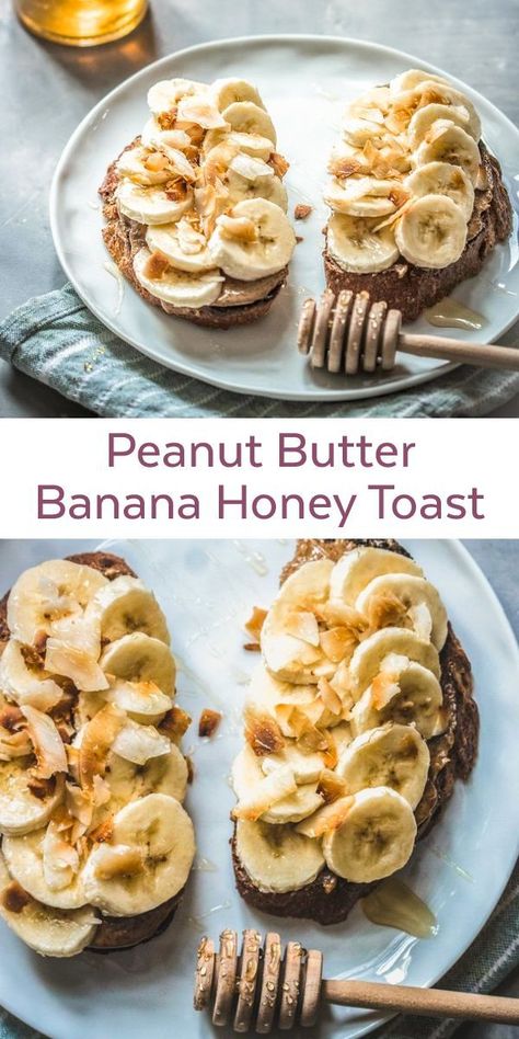 Honey Toast Recipe, Breakfast Toast Ideas, Healthy Breakfast Toast, Banana Honey, Honey Breakfast, Toast Ideas, Toasted Coconut Chips, Healthy Toast, Peanut Butter Toast