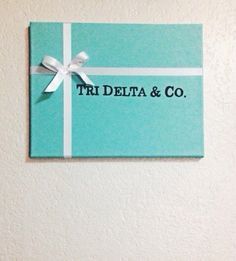 Tiffany And Co Painting, Phi Mu Crafts, Sorority Paintings, Theta Crafts, Sorority Canvases, Big Little Basket, Sigma Delta Tau, Theta Phi Alpha, Sorority Sugar