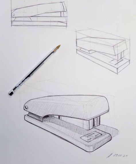 Drawing Objects Ideas, Perspective Product Sketch, Object Drawing Simple, Object Sketches, Industrial Sketching, Isometric Sketch, Geometric Shapes Drawing, Perspective Sketch, Structural Drawing