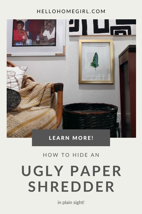 Look over at your front door. Do you see that stack of junk mail? You know — that stack of credit card offers and other random bits of mail that you know you need to get rid of carefully but you just don’t have the time? 🚨 Life hack alert! 🚨 Here's a little secret: I hide my paper shredder right by the front door in plain sight. #lifehacks #cleaning #cleaninghacks How To Hide Paper Shredder, Hide Shredder, Hide Paper Shredder, Paper Shredder, Hand Weights, Junk Mail, Time Life, Life Hack, Organizing Ideas