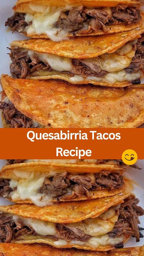 Quesabirria Tacos Recipe - Looking for a delicious and authentic Mexican street taco recipe? Try our Quesabirria Tacos! Made with tender beef, aromatic spices, and warm tortillas, these tacos are bursting with flavor and sure to be a hit at your next taco night. Follow our easy recipe and step-by-step instructions to create these mouthwatering tacos at home. Easy Dinner Recipes Mexican Authentic, How To Make The Best Tacos, Quesobarilla Tacos, Taco Variations Dinners, Velvet Taco Recipe, How To Make Street Tacos, Quessabirra Tacos Recipe, Smashed Tacos Recipe, Baria Taco Recipe