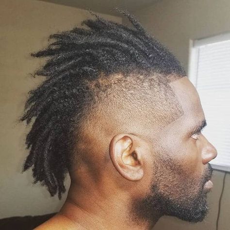 20 Unique Dreadlock Hairstyles with Mohawk & Fade Unique Dreadlock Hairstyles, Mohawk Men, Dreadlock Mohawk, Mohawk Dreads, High Top Dreads, Mohawk Fade, Fade Mohawk, Short Dreads, Single Braid