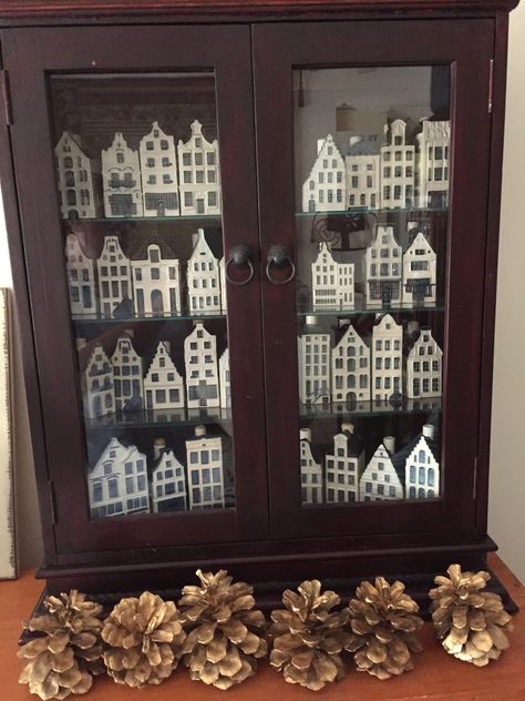 Klm Houses, Dutch Houses, Dutch House, Canal House, Blue China, Delft, China Cabinet, The Netherlands, Holland