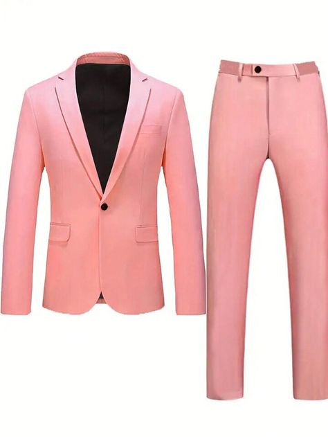 Manfinity Mode Men Single Button Blazer & Suit Pants | SHEIN USA Single Button Blazer, Suit Pants, Blazer Buttons, Formal Wedding, Fashion Online Shop, Mens Suits, Blazer Suit, All Fashion, Mens Pants