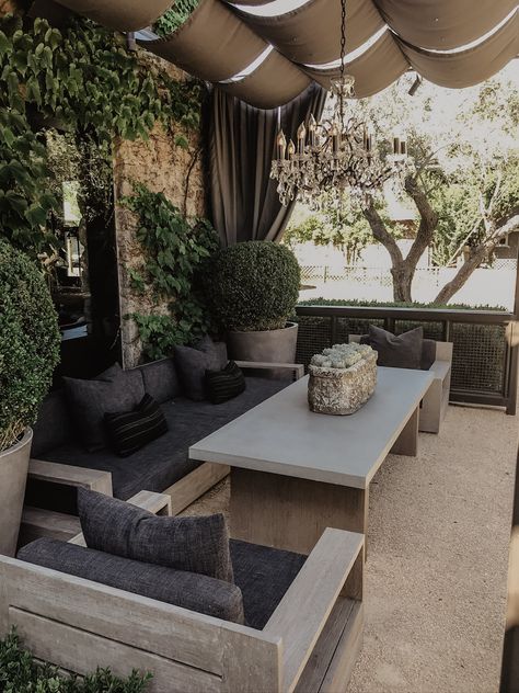 Restoration Hardware Restaurant, Outdoor Sitting Ideas, French Backyard, Restoration Hardware Outdoor, Wine Garden, Modern Restaurant Design, Outdoor Restaurant Design, Deck Decor, Restoration Hardware Inspired