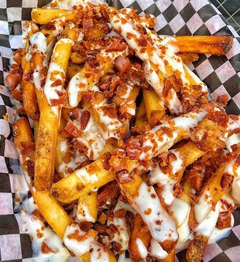 Bacon Ranch Fries, Ranch Fries, Nacho Fries, Pizza Fries, Bacon Ranch, Shrimp And Cauliflower Rice, Shrimp And Cauliflower, Food Tasting, Coconut Shrimp