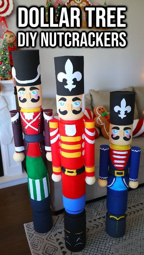 Bethany (Bargain Bethany) | Dollar Tree Jumbo Ornament DIY! I knew when I made my jumbo candy using @dollartree bowls last year, this year I would try for ornaments! I... | Instagram Nutcracker Christmas Decorations Diy, 5ft Nutcracker, Nut Cracker Diy, Dollar Tree Nutcracker Diy, Diy Decorations Birthday, Bargain Bethany, Diy Nutcracker, Dollar Store Christmas Diy, Diy Christmas Decorations Dollar Store