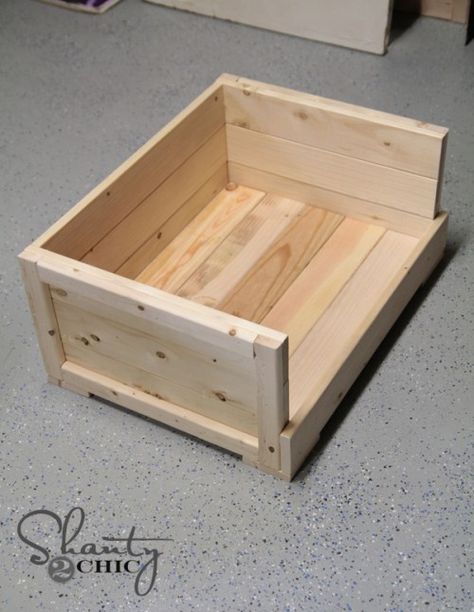 Wood Dog Bed DIY Wood Dog Bed, Pallet Dog Beds, Diy Pet Bed, Diy Dog Bed, Bed Diy, Dog Food Storage, Dog Rooms, Wood Dog, Dog Projects