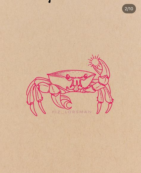 Cute Crab Tattoo, Crab Tattoos, Costa Rica Tattoo Ideas, Crab Drawing, Costa Rica Tattoo, Marine Tattoos, Seahorse Drawing, Starfish Tattoo, Crab Tattoo