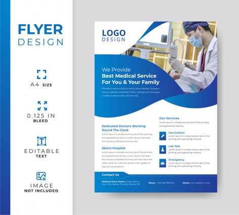 Modern hospital flyer, medical promotion... | Premium Vector #Freepik #vector #flyer #business #magazine #marketing Medical Flyer, Book Layouts, Modern Hospital, Medical Brochure, Yearbook Spreads, Yearbook Layouts, Medical Posters, Template Brochure, Magazine Layouts