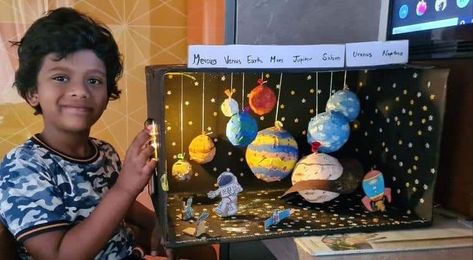 Mading 3d, Solar System Model Project, Solar System Science Project, 3d Solar System Project, Diy Solar System Project, Sistema Solar 3d, Solar System Projects For Kids, 3d Solar System, Science Art Projects