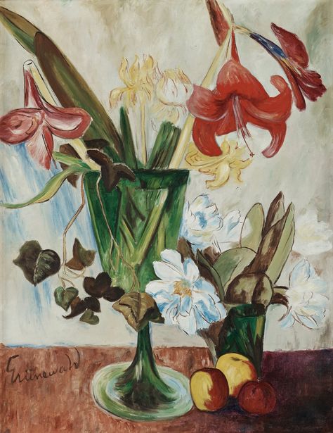 Isaac Grünewald (Swedish, 1889-1946), Still life with amaryllis and apples Paintings Flowers, Social Art, Case Ipad, Color Painting, Love Illustration, Ipad 2, Global Art, Ipad Cover, Magazine Art