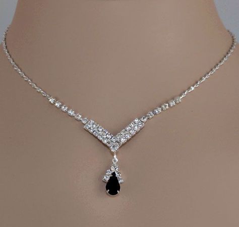 Black Jewelry Set, Black Jewelry Necklace, قلادات متدلية, Black Jewellery, Diamond Jewelry Set, Expensive Jewelry Luxury, White Stones, Diamond Jewelry Necklace, Classy Jewelry