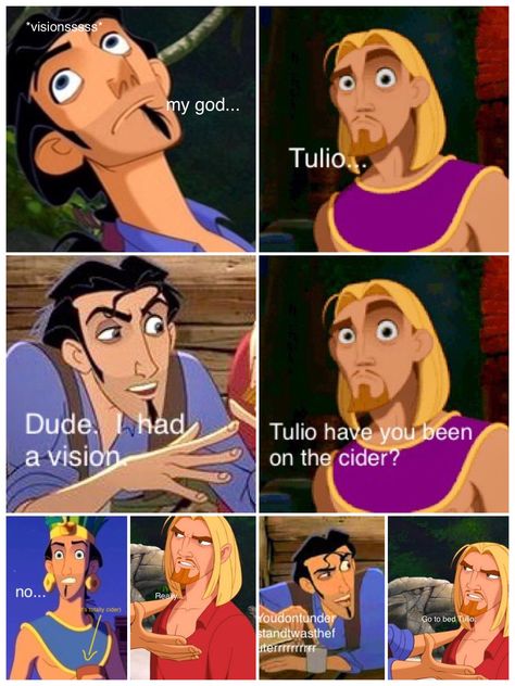 Tulio is drunk and Miguel isn't having it. I know it's out of character for both of them but it's still funny.  Written and edited by me. Tulio X Miguel Fanart, Tulio X Miguel, Miguel X Tullio, Road To El Dorado Tulio X Miguel, The Road To El Dorado Edits, The Road To El Dorado Chel And Tulio, Chel Road To El Dorado Edits, Miguel And Tulio, Sherlock Gnomes