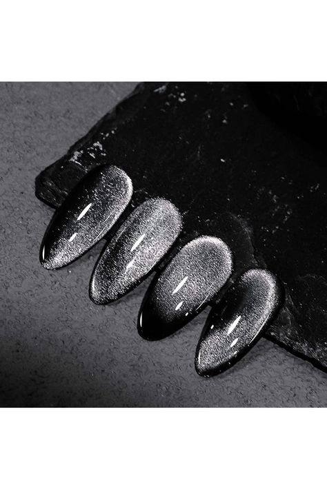 DouborQ Cat Eye Gel Nail Polish-7.5ml/0.26fl oz Black Cat Eye Nail Polish Gel Kit With Magnet For Women Gift Soak Off U V Led Art Manicure Varnish Black Nails Magnet, Black Magnet Nails, Black Nail Cat Eye, Black Silver Cat Eye Nails, Cat Eye Nails Polish Black, Black And Silver Magnetic Nails, Black Cat Eyes Nail, Black Cat Eye Almond Nails, Black And White Cat Eye Nails