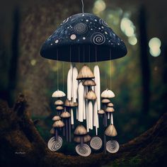 Mushroom Resin, Carillons Diy, Black Mushroom, Mushroom Crafts, Witchy Crafts, Mushroom Decor, Bohol, Mushroom Art, Nature Crafts