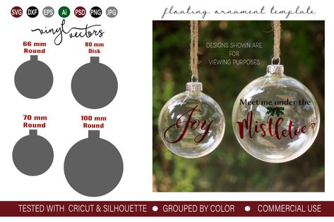 Floating Ornaments Diy, Cricut Ornaments, Floating Ornaments, Christmas Ornament Template, Inkscape Tutorials, Ornament Template, Clear Ornaments, Crafts With Pictures, Christmas Templates