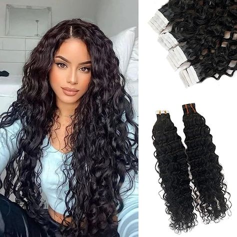 Skin Weft Tape in Extensions for Black Women 18inch 20pcs 50g Natural Black Wavy Real Human Hair Extensions Extensions For Black Women, Affordable Human Hair Wigs, Wavy Hair Extensions, Black Hair Extensions, Real Human Hair Extensions, Hair Tape, Tape In Extensions, 100 Remy Human Hair, Remy Human Hair Extensions