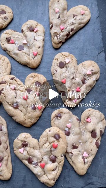 Sarah Fowler on Instagram: "The only thing better than a chocolate chip cookie is a heart-shaped chocolate chip cookie 🤎 A few notes: Make sure to form your dough into a sharp “V” shape to get a more crisp heart shape after baking, and use a bench scraper or knife to sharpen the edges as soon as you take them out of the oven. You can use any cookie recipe you like! I always use @bromabakery’s recipe because it’s just perfection. It’s on her blog, just search “the best chocolate chip cookie” @ghirardelli chocolate chips are the best, and I top these with @maldonsalt flakes. I also added some heart sprinkles on top after baking to make them extra festive! #cookies #chocolatechipcookies #chocolatechip #brownbutter #darkchocolate #valentinesday #valentinesdaytreats #heartcookies #abitebet Bench Scraper, Heart Sprinkles, Heart Shaped Chocolate, Best Chocolate Chip, Ghirardelli Chocolate, Festive Cookies, Heart Shaped Cookies, Best Chocolate Chip Cookie, Heart Cookies