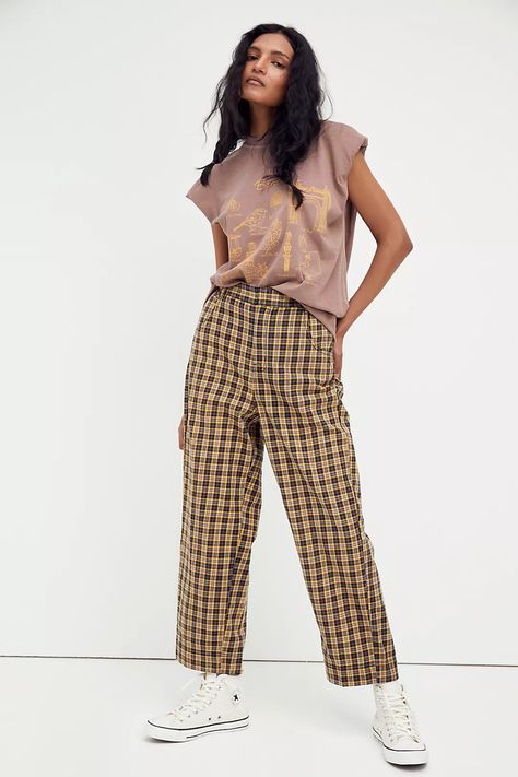 Joey Menswear Trousers | Free People Classic Menswear, People Clothes, Crop Pants, Menswear Inspired, Plaid Pants, Bohemian Clothes, Pants Pattern, Printed Pants, Pants Outfit