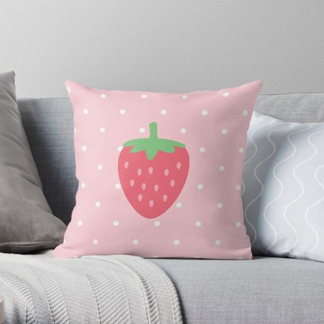 Strawberry Bedroom, Kawaii Pillows, Kawaii Merch, Gamer Room Design, Gamers Room, Sanrio Room, Pretty Sheets, Kawaii Cottagecore, Kawaii Room Ideas