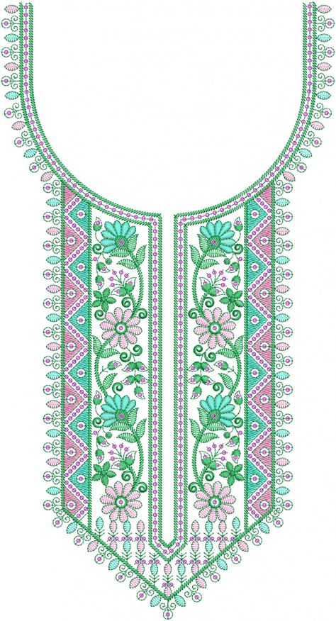 3mm seq neck embroidery design Kurti Machine Embroidery Design, Kurti Gala Design, Chanderi Dress Material, Embroidery Sketch, Yoke Embroidery, Chanderi Dress, Arab Dress, Butterfly Art Drawing, Embroidery Kurti