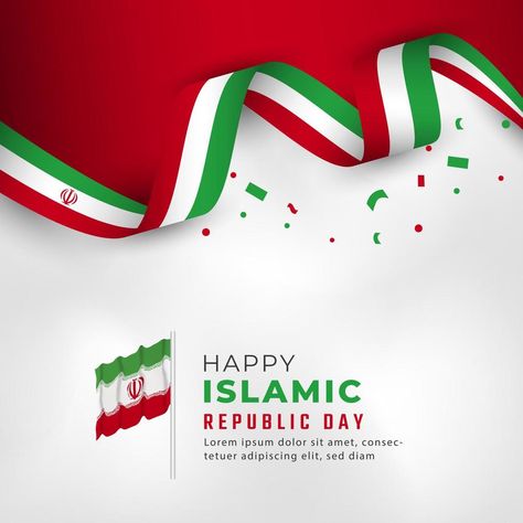 Happy Iran Islamic Republic Day April 1st Celebration Vector Design Illustration. Template for Poster, Banner, Advertising, Greeting Card or Print Design Element Template For Poster, Newsletter Design Inspiration, Illustration Template, Poster Banner, Banner Advertising, Islamic Republic, 3d Text, Newsletter Design, April 1st