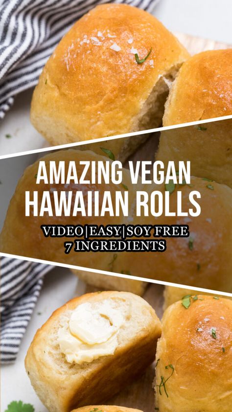 Vegan Hawaiian Rolls Vegan Bread Recipe, Vegan Mashed Potatoes, Plant Based Diet Recipes, Vegan Bakery, Dinner Rolls Recipe, Vegan Sides, Hawaiian Rolls, Vegan Bread, Vegan Thanksgiving