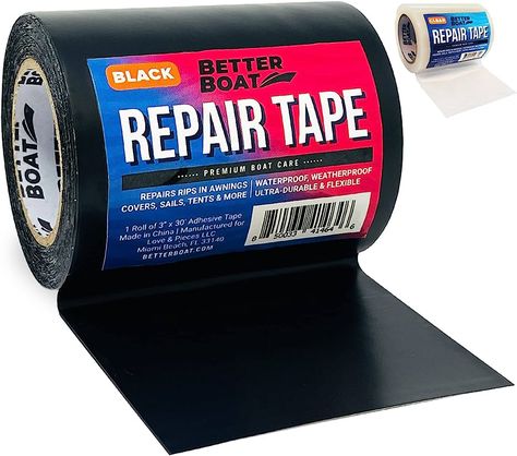 Repair Tape Fabric Repair Boat Covers Canvas Tent Repair Tape Pop Up Camper RV Awning Repair Tape Tarp Canopy Tear & Vinyl Waterproof Bimini Tops Sail Air Mattress Patch Kit 30FTx3 Black Heavy Duty : Amazon.ca: Sports & Outdoors Hardware Tape, Canvas Awnings, Rv Awning, Repair Tape, Canvas Tent, Best Boats, Boat Covers, Pop Up Camper, Fabric Tape