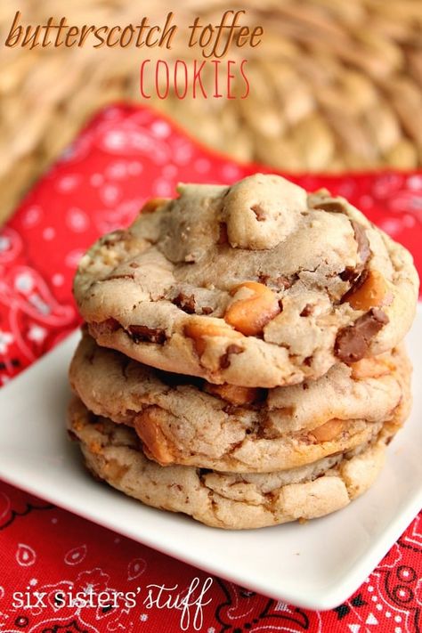 Butterscotch Toffee Cookies Butterscotch Toffee Cookies, Butterscotch Toffee, Toffee Cookie Recipe, Butterscotch Recipes, Graham Cracker Toffee, Applesauce Cookies, Butter Pecan Cake, Butterscotch Cookies, Cracker Toffee