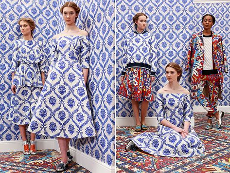 PORTUGUESE BLUE TILES INSPIRATION Porcelain Print, Outfit Plan, Vogue Uk, Dressed To The Nines, Blue Pottery, Blue China, Twin Sisters, The Unexpected, Fall Collection