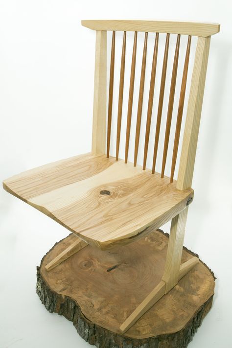 The iconic conoid chair is both artwork and practical furniture. Our starting product for a series of George Nakashima- Inspired furniture pieces and sets along with other designs. We build this amazingly simple yet elegant handcrafted piece from fallen trees... Practical Furniture, George Nakashima, Solid Wood Chairs, Inspired Furniture, Oak Chair, Desk Height, Cantilever Chair, Modern Desk, Red Barn