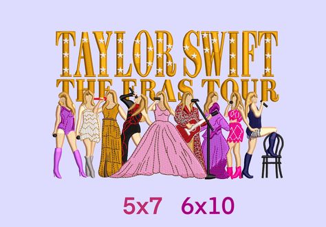 Eras Tour Embroidery, Taylor Swift Embroidery Pattern, Taylor Embroidery, Taylor Swift Embroidery, Era Tour, Trendy Embroidery, Swift Tour, Machine Pattern, Baby Lock