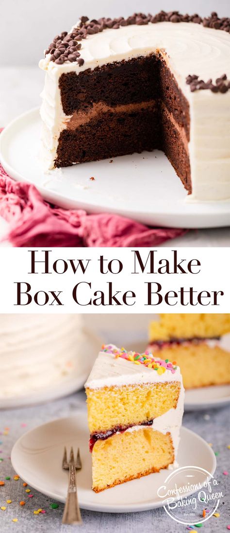 There are numerous tips and tricks to make box cake taste better. Ingredient swaps and additions will ensure you make your box cake taste the best it possibly can be! Box Cake To Bakery Cake, How To Improve Box Cake, What To Add To Box Cake To Make It Moist, Elevating Box Cake, How To Make Boxed Cake Taste Like Bakery, Improve Box Cake, Make A Box Cake Taste Like Bakery, How To Make Box Cake Taste Like Bakery, Upgrade Box Cake