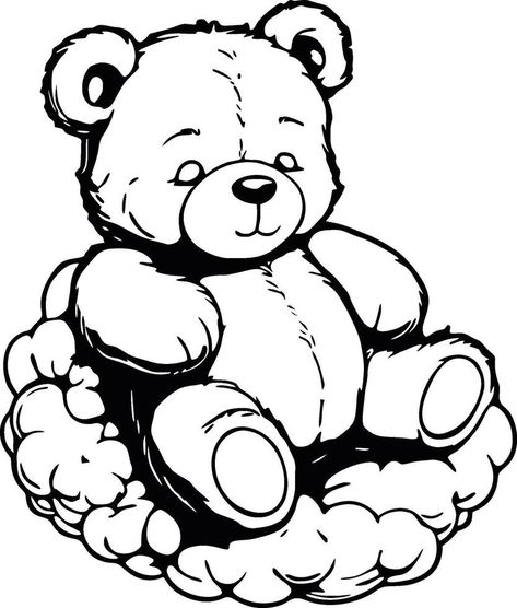 Teddy Bear Sleeping, Bear Sleeping, White Drawing, Vector Sketch, A Teddy Bear, Heart Tree, Cityscape Photos, Logo Banners, Black And White Drawing