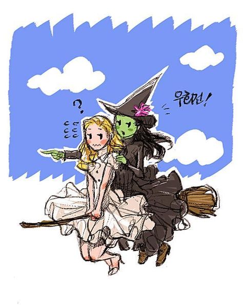 Glinda and Elphaba Defying Gravity Galinda X Elphaba Ship, Elphaba X Glinda, Gelphie Fanart, Glinda And Elphaba, Glinda Wicked, Musical Jokes, Aldnoah Zero, Elphaba And Glinda, Wicked Musical